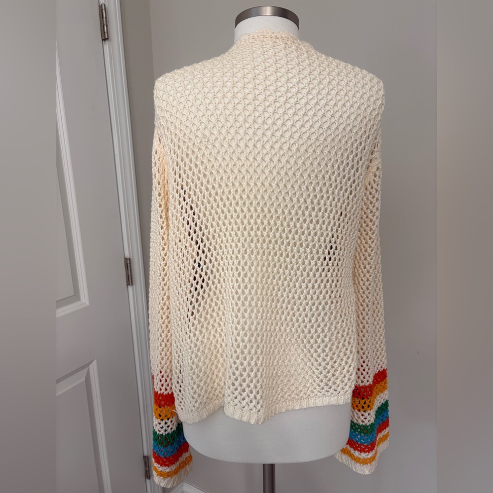 Women's Colorful Crochet Granny Square Cardigan Sweater Size Large - Picture 3 of 7